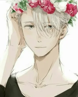 🌈 670ea07e animé, couronne de fleurs, art, croquis whatsapp sticker