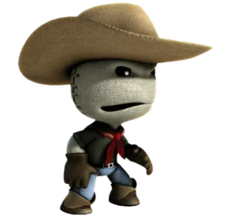 😤 1dd39fc8 Sackboy LittleBigPlanet Sackboy, Ковбой, Вестерн, Игра, Персонаж whatsapp sticker