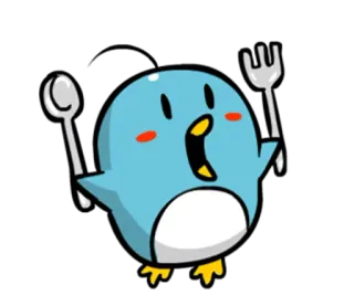 🍴 58d40bfc ペンギン, スプーン, フォーク, 漫画, 食べ物, 食べる telegram sticker