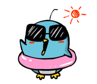 😎 7abf07e6 鳥, サングラス, 浮き輪, かわいい, 漫画 telegram sticker