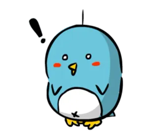 😮 7b865c87 鳥, かわいい, ステッカー, 漫画, 青, びっくりマーク telegram sticker