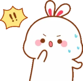 🐰 ec087fd3 ウサギ, 怒り, ショック, びっくり, 感嘆符, 漫画 telegram sticker