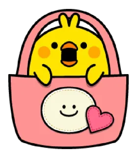 😀 228742c6 carino, pulcino, giallo, animale, cartone animato, cuore, rosa, felice whatsapp sticker