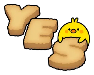 👍 3f72b366 YES sì, d'accordo, affermativo, positivo, approvazione, giallo, pulcino, biscotto whatsapp sticker