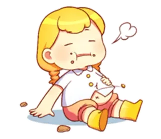 🤤 1616f035 卡通, 疲惫, 饱, 食物, 女孩, 暴饮暴食 telegram sticker