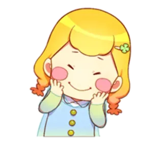 😌 7157409d 卡通, 女孩, 可爱, 表情符号, 贴纸, 金发, 双马尾 telegram sticker