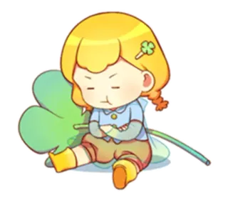 😤 77db2fd2 卡通, 女孩, 三叶草, 可爱, 插画, 角色 telegram sticker