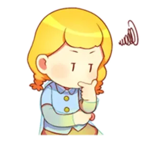 🤔 802b4e0a 思考, 卡通, 女孩, 插画, 可爱, 角色 telegram sticker