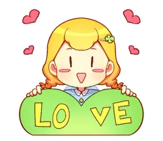 ❤ a3cdefc5 LOVE 爱, 卡通, 心, 女孩, 可爱, 动画 telegram sticker