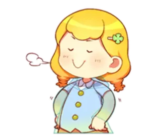 😌 cf5c3cc5 卡通, 女孩, 可爱, 放松, 快乐, 三叶草 telegram sticker