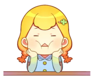 😫 eaec36c6 卡通, 女孩, 金发, 嘟嘴, 悲伤 telegram sticker
