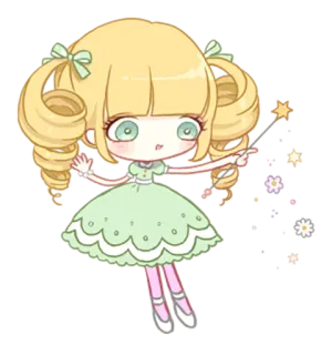 😀 7fef2697 doll, fairy, magic, cute, cartoon, anime, kawaii telegram sticker