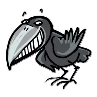 😁 00fc6d27 oiseau, corbeau, animal, dessin animé whatsapp sticker