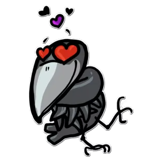 😍 1648d4e6 oiseau, amour, coeurs, dessin animé, animal whatsapp sticker