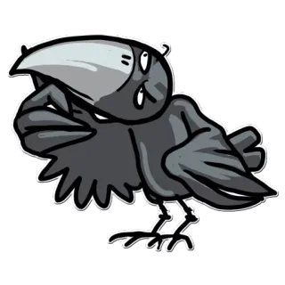 🤔 65544775 corbeau, oiseau, dessin animé, triste, pensif whatsapp sticker