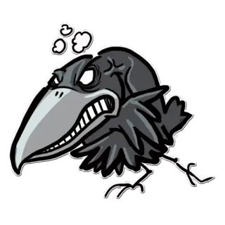 😡 77afb0f0 corbeau, en colère, oiseau, dessin animé, animal whatsapp sticker