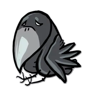 😞 83e052b7 oiseau, corbeau, triste, dessin animé, animal whatsapp sticker