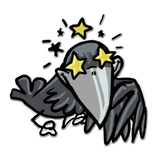 🤩 e8e2d59b corbeau, oiseau, étoiles, dessin animé, épuisé whatsapp sticker