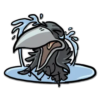 😭 f730925c corbeau, oiseau, eau, bain, dessin animé whatsapp sticker