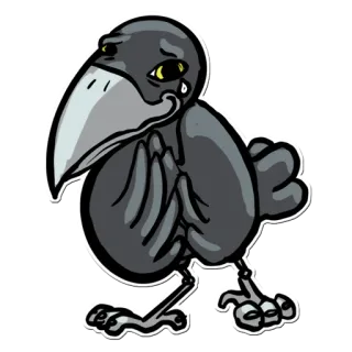 🙏 3c581ff2 cuervo, pájaro, dibujos animados, triste, emocional, llorando telegram sticker