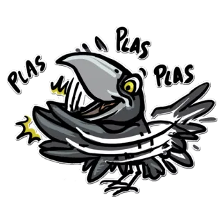 👏 44c3a8b5 PLAS cuervo, pájaro, dibujos animados, onomatopeya, efecto de sonido, animal telegram sticker