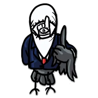 👆 614b6cee pájaro, dedo medio, gesto, ojo, traje, dibujo animado telegram sticker
