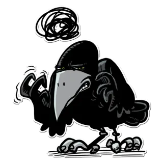 😣 8ccec40e Dibujo animado, Pájaro, Cuervo, Enojado, Frustrado, Cómic telegram sticker