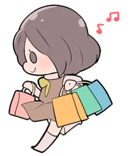 🛍 556a8bc9 쇼핑, 여자, 가방, 만화, 치비 whatsapp sticker