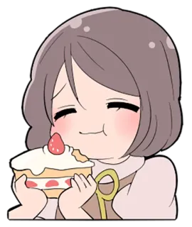 😋 c6b6f524 귀여운, 애니메이션, 소녀, 딸기, 디저트, 케이크 whatsapp sticker