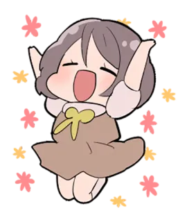 😆 e41f726c 애니메이션, 만화, 소녀, 귀여운, 카와이, 행복한, 엘프 whatsapp sticker