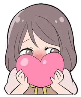 ❤ f4915d2c 만화, 애니메이션, 귀여운, 하트, 사랑, 소녀 whatsapp sticker