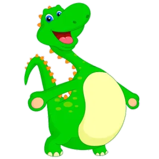 😀 ea79a560 dinosaur, cartoon, green, reptile, animal, cute whatsapp sticker