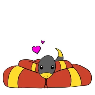 😗 48a9eb68 serpente, cartone animato, animale, rettile, carino, cuori, amore, adesivo telegram sticker