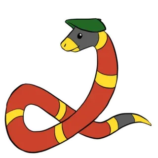 😙 c7aa665f serpente, animale, cartone animato, rettile, cappello verde telegram sticker