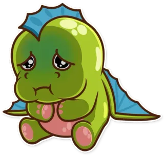 😖 d6f7e387 ไดโนเสาร์, เศร้า, น่ารัก, การ์ตูน, สีเขียว, สัตว์, สติกเกอร์ telegram sticker