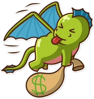 🤑 e56d72e8 มังกร, เงิน, กระเป๋า, การ์ตูน, น่ารัก, แฟนตาซี, ตัวละคร, สติกเกอร์ telegram sticker