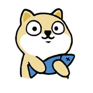 🐟 233e550a собака, шиба ину, рыба, милый, мультфильм, животное, наклейка whatsapp sticker