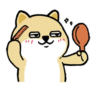 🤓 323c073c собака, животное, расческа, зеркало, мультфильм, милый, стиль whatsapp sticker