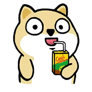 😃 6baca892 Cool Мультфильм, Собака, Пьет, Сок в коробке, Крутой whatsapp sticker