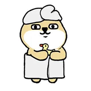 🛁 79646f39 собака, полотенце, резиновая уточка, милый, животное, мультфильм whatsapp sticker