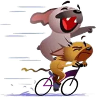 🚲 07c36ba4 Cartoon, Hund, Löwe, Fahrrad, Tiere, Freundschaft telegram sticker
