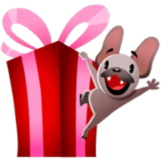 😃 0ca96d62 Hund, Welpe, Geschenk, Präsent, Feier, süß, fröhlich telegram sticker