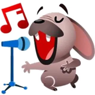 🎤 2027d904 Hund, Singen, Mikrofon, Musik, Cartoon, Tier telegram sticker