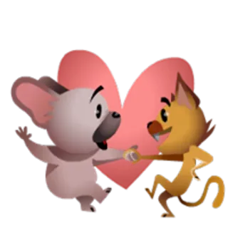 💖 2244b6da Koala, Katze, Tanzen, Herz, Cartoon, Freundschaft, Liebe telegram sticker