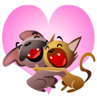 💖 322b5c01 Cartoon, Hund, Katze, Liebe, Herz, Umarmung telegram sticker