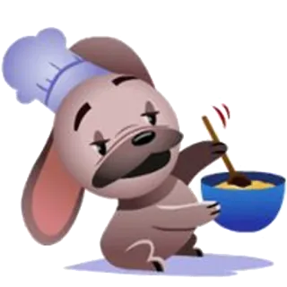 👩 c2338f3d Hund, Koch, Kochen, Rühren, Schüssel, Cartoon telegram sticker