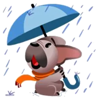 ☂ fed85b76 Hund, Regenschirm, Regen, Cartoon, Tier, süß telegram sticker