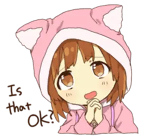 😍 4648fa7c Is that Ok? Anime, Schattig, Kawaii, Meisje, Oren, Hoodie telegram sticker