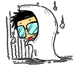 👻 21f5eb25 geist, cartoon, brille, zunge raus whatsapp sticker