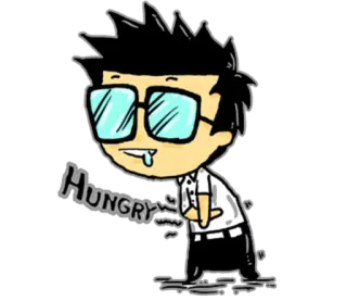 😪 53037d30 HUNGRY hungrig, Cartoon, Brille, durstig, Essen, Hunger whatsapp sticker